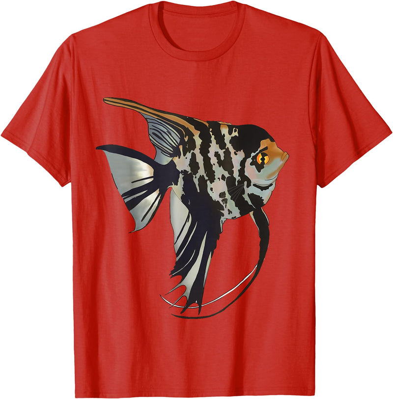Freshwater Fish Fun Marbled Freshwater Angelfish T-Shirt - Red