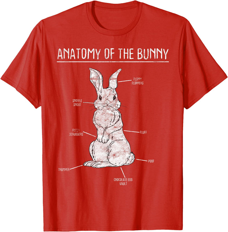 Rabbit Anatomy Bunny Lover Animal Pet Owner Gift T-Shirt in Red