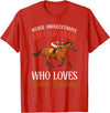Race Horse Horseback Derby Lover Equestrian Rider Never Underestimate An Old Man Who Loves Horse Racing T-Shirt - Red