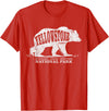Vintage Yellowstone Retro Tees Tanks Tops Grizzly Bear Yellowstone National Park Est. 1872 T-Shirt - Red
