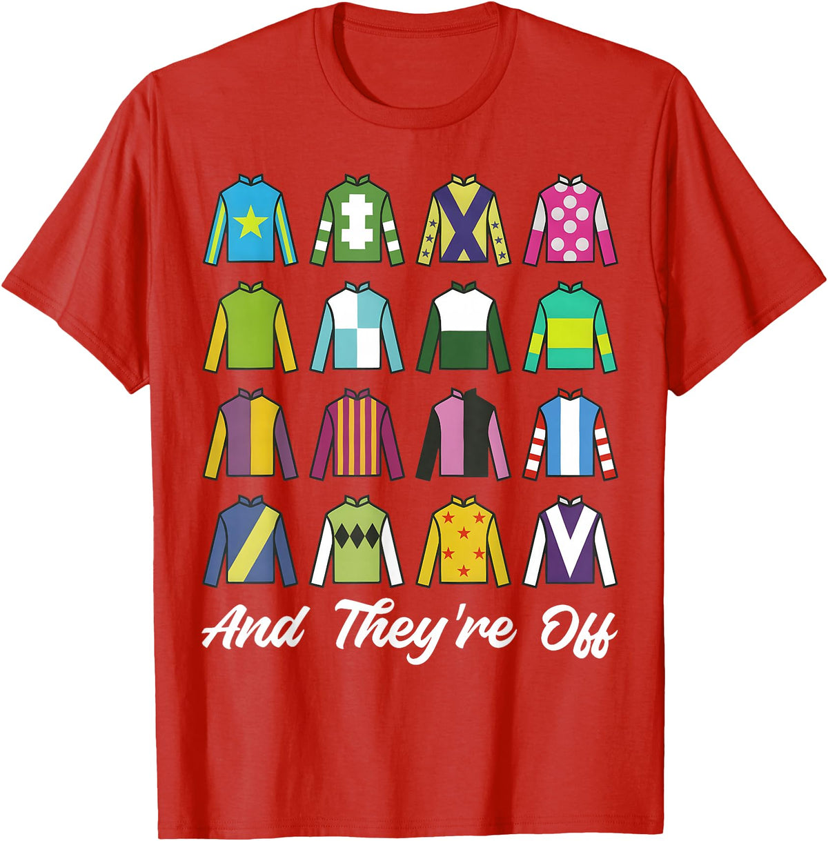 Funny Horse Racing Derby Day Men Women Race Tees and They're Off Horse Racing Derby Day Funny Men Women T-Shirt - Red