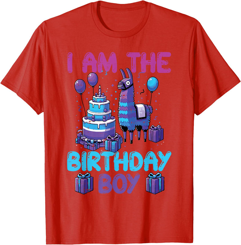 Birthday Party Shirts For Men Women Kids I Am The Birthday Boy Llama Pinata Bday Party Boys Kids T-Shirt - Red