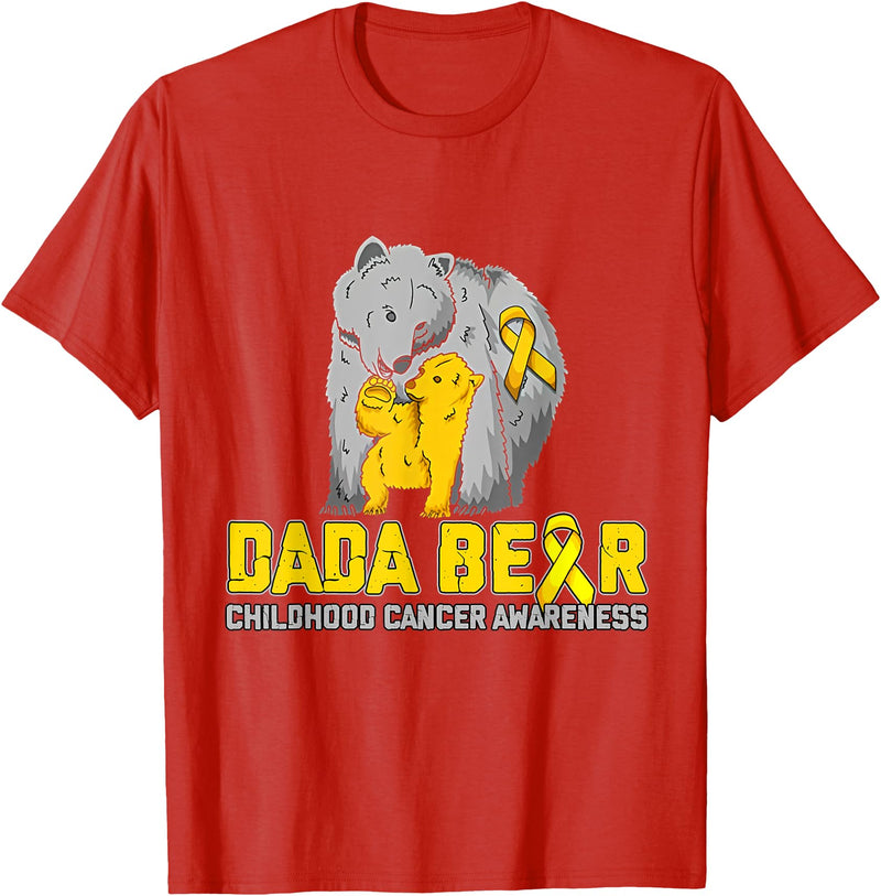 Cute Bear Support Childhood Cancer Awareness Dada Bear Support Childhood Cancer Awareness T-Shirt - Red