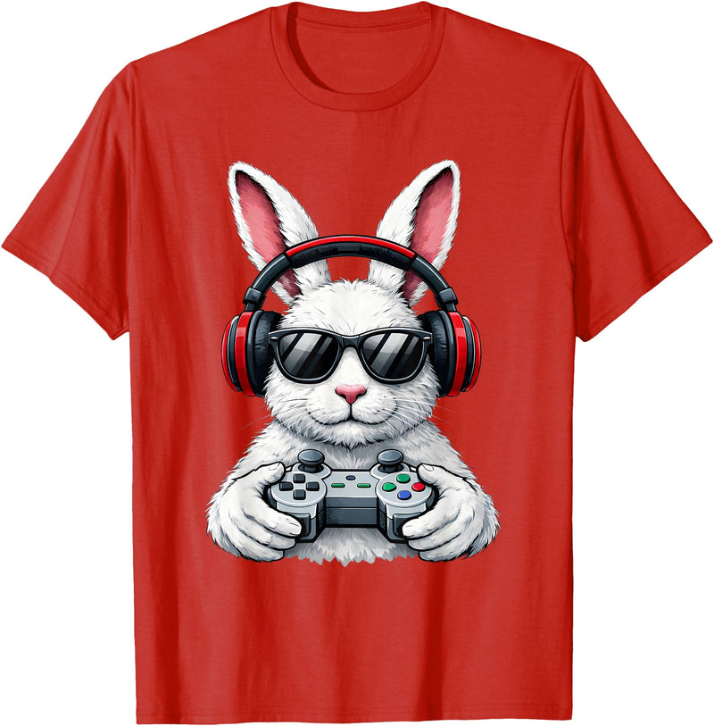 Funny Gaming Game Rabbit Easter Men Boy Toddler Kid T-Shirt in Red