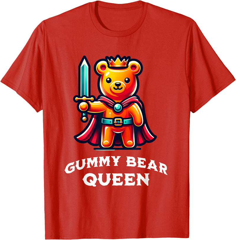 Gummy Bear Funny Quote Gummy Bear Queen Funny Gummy Bear Lovers Saying Illustration T-Shirt - Red