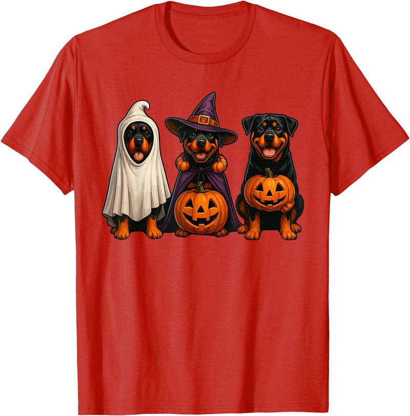 Halloween Shirt With Dogs Dog Ghost Shirt, Cute Halloween Rottweiler Ghost Dog Mom T-Shirt - Red