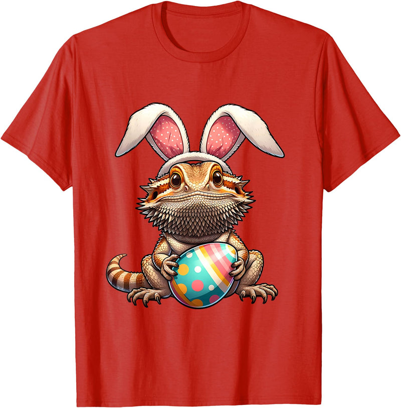 Easter Bearded Dragon Pets Pet Egg Eggs Bunny Rabbits T-Shirt in Red