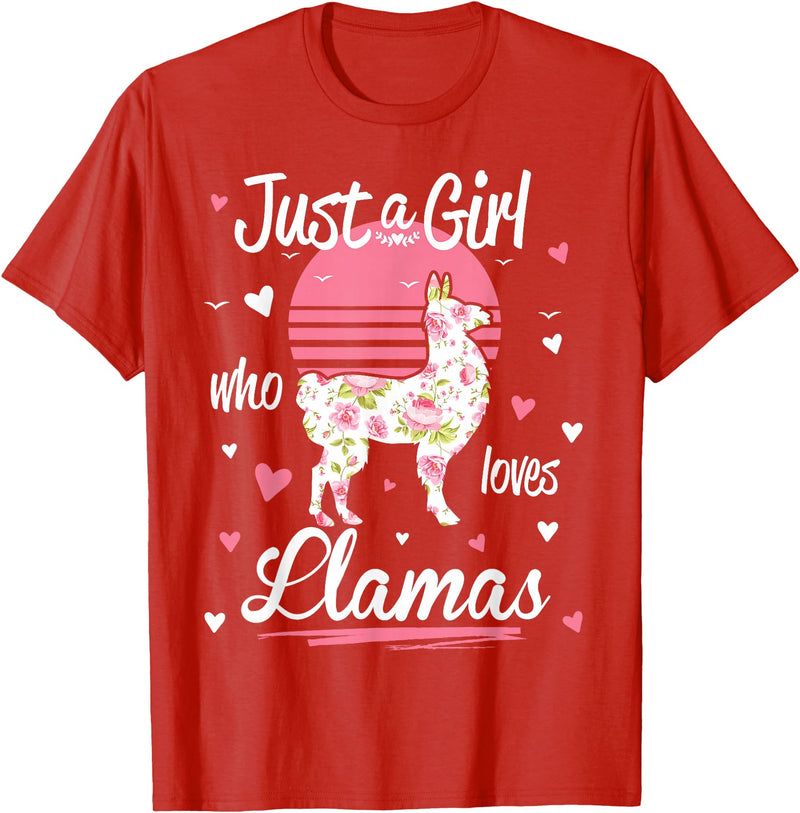 Pack A Punch Just A Girl Who Loves Llamas Llama Shirt Vintage T-Shirt - Red
