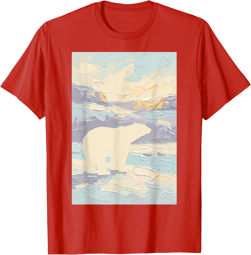Polar Art Wildlife Nature Fan Club Ice Polar Bear Arctic Painting Wildlife Nature Lover Art Kids T-Shirt - Red