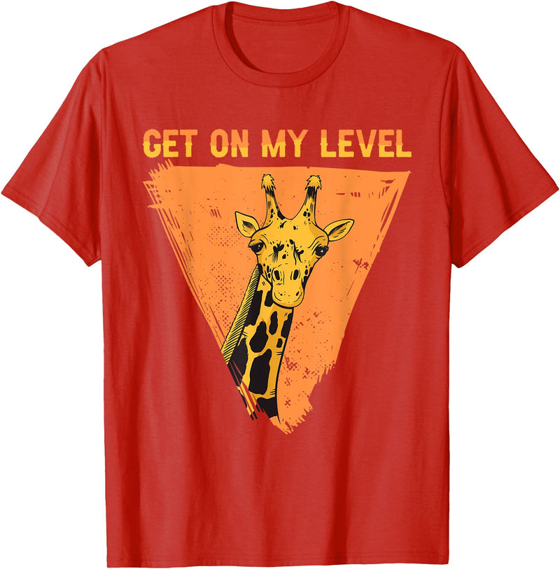 Giraffes Outfits For Tall People Tall People - Get On My Level Giraffe T-Shirt - Red