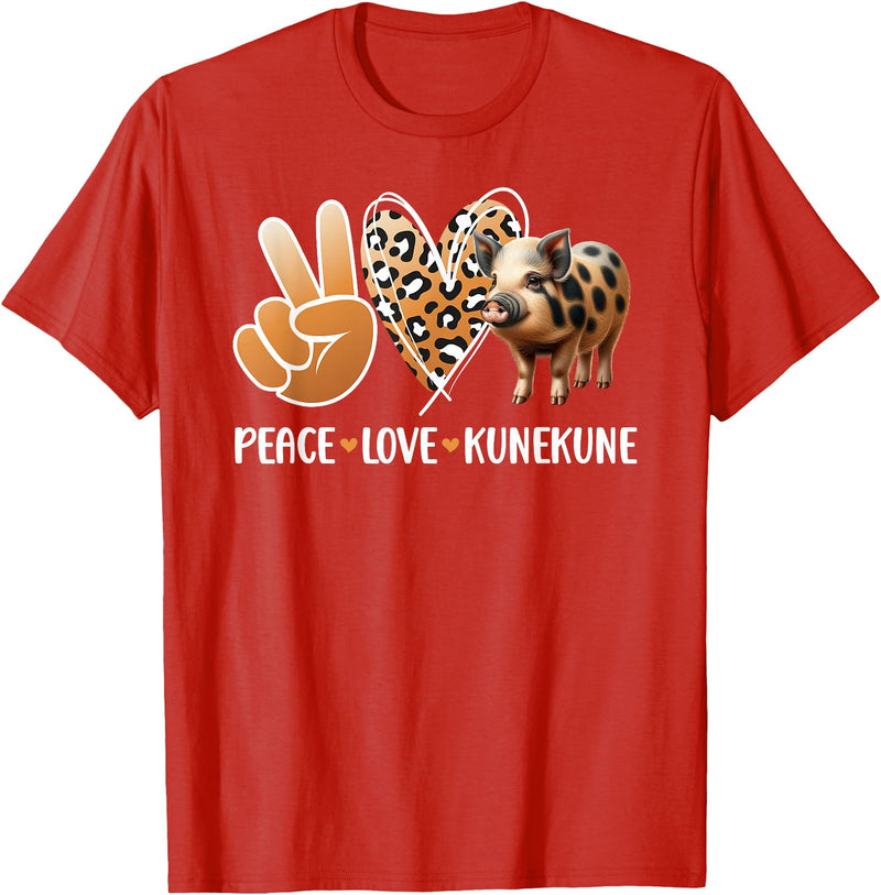 Cute Kunekune Pig Lover Kunekune Pig Boy Peace Love Kunekune Pig Lover Kunekune Pig Girl T-Shirt - Red
