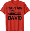 Custom Boat Captain Personalized Name Designs Captain David Pontoon Personalized Boat Name Fishing Trip T-Shirt - Red
