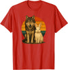 Wolf Rabbit Retro Animal Friends T-Shirt in Red