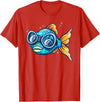 Fish with diving Googles Outfit Funny Fish Face Outfit for Summer and Fishes Lovers T-Shirt - Red