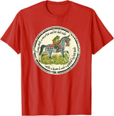 Brown County General Frog Went a Courtin Riding Horse with Sword Folk Tale T-Shirt - Red