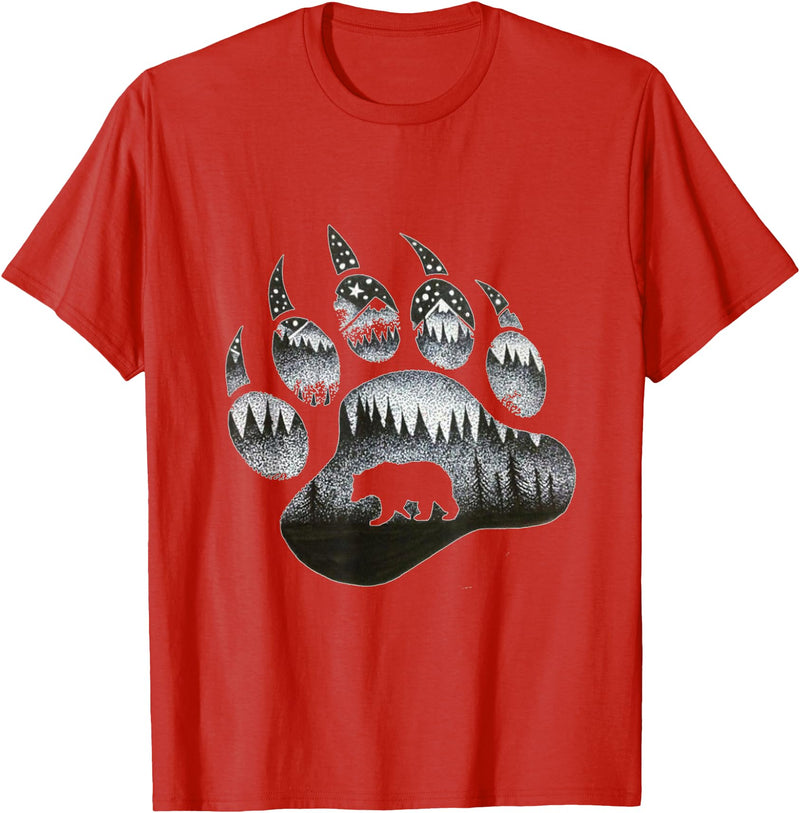 One Nature Designs Touching Ghost of the Spirit Bear Paw T Shirt T-Shirt - Red