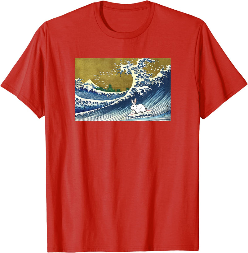 Funny Retro Vintage Surfing a Great Wave Pet Rabbit Lover Hoodie in Red