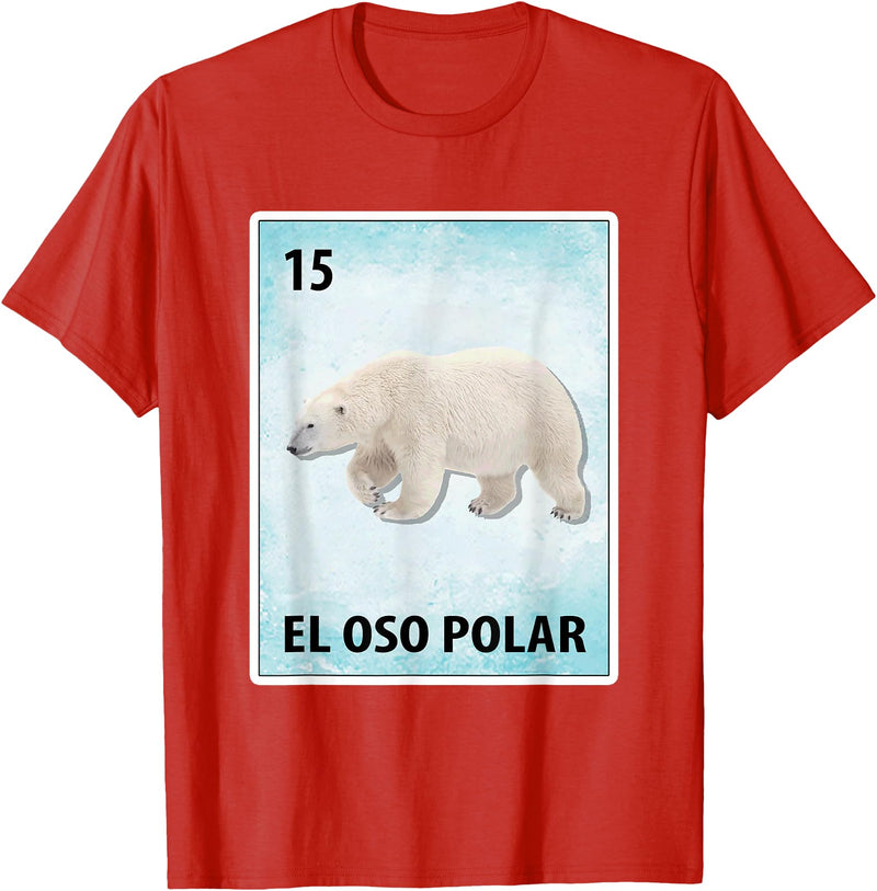 Polar Bear Mexican Tee El Oso Polar Mexican Polar Bear Cards T-Shirt - Red