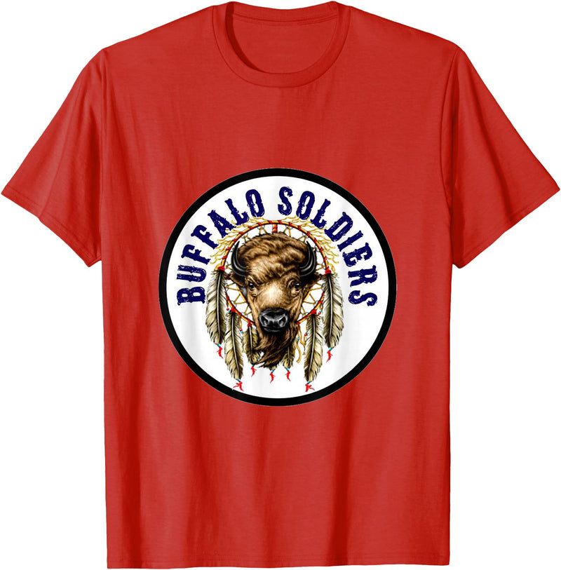 Mostly Art Stuff The Buffalo Soldiers of 1886 Dreamcatcher Art T-Shirt - Red