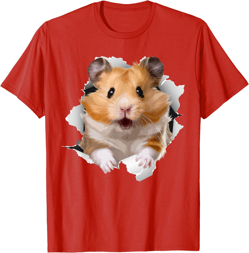 Cute Hamster Design for Men Women Kids Animal Hamster Lovers T-Shirt - Red