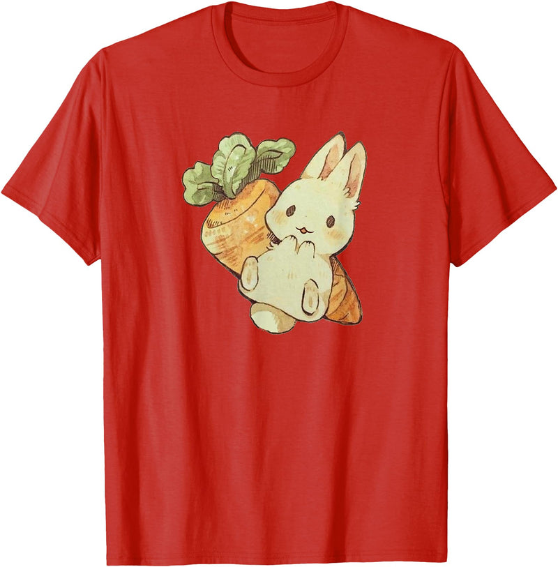 Cute Watercolor Kawaii Kids Girls Women Carrot Bunny Lover Hoodie in Red