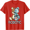 Robot Bear Machine Funny Bear Robot Robotic Cuddling Cyborg T-Shirt - Red