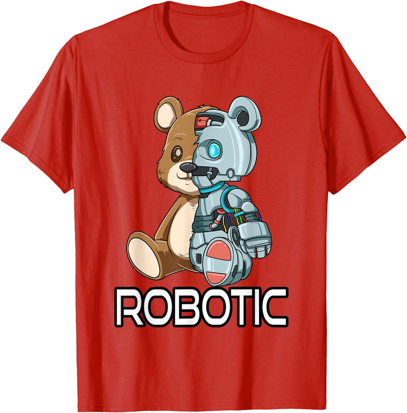 Robot Bear Machine Funny Bear Robot Robotic Cuddling Cyborg T-Shirt - Red