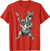 Rock Guitar Llama Stuff Accessories & Gifts Llama Playing Guitar Rock & Roll Llamas Alpaca Rocker Music T-Shirt - Red