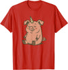 Funny Pig Outfit Unicorn Pig Costume for Funny Pigs and Unicorns Lovers T-Shirt - Red