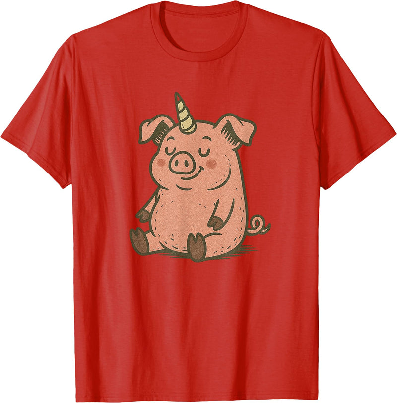 Funny Pig Outfit Unicorn Pig Costume for Funny Pigs and Unicorns Lovers T-Shirt - Red
