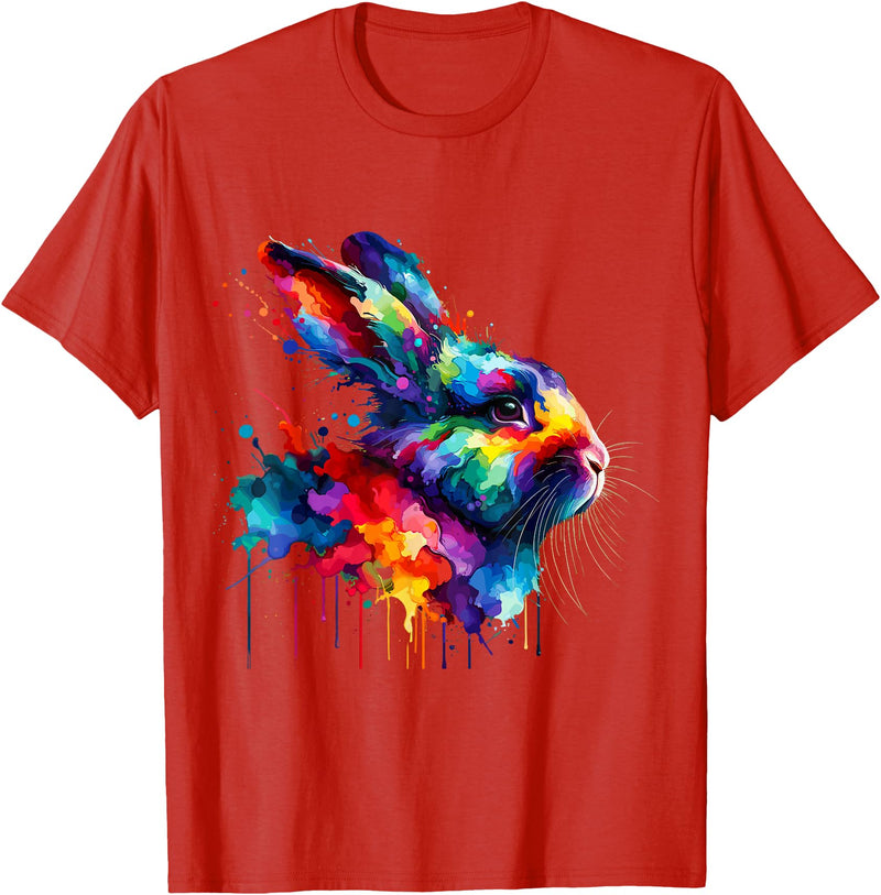 Splash Art Rabbit T-Shirt in Red