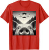 Funny Pig Selfie With UFOs Funny Pig Selfie UFO Alien Humor Vintage Print Art Design T-Shirt - Red