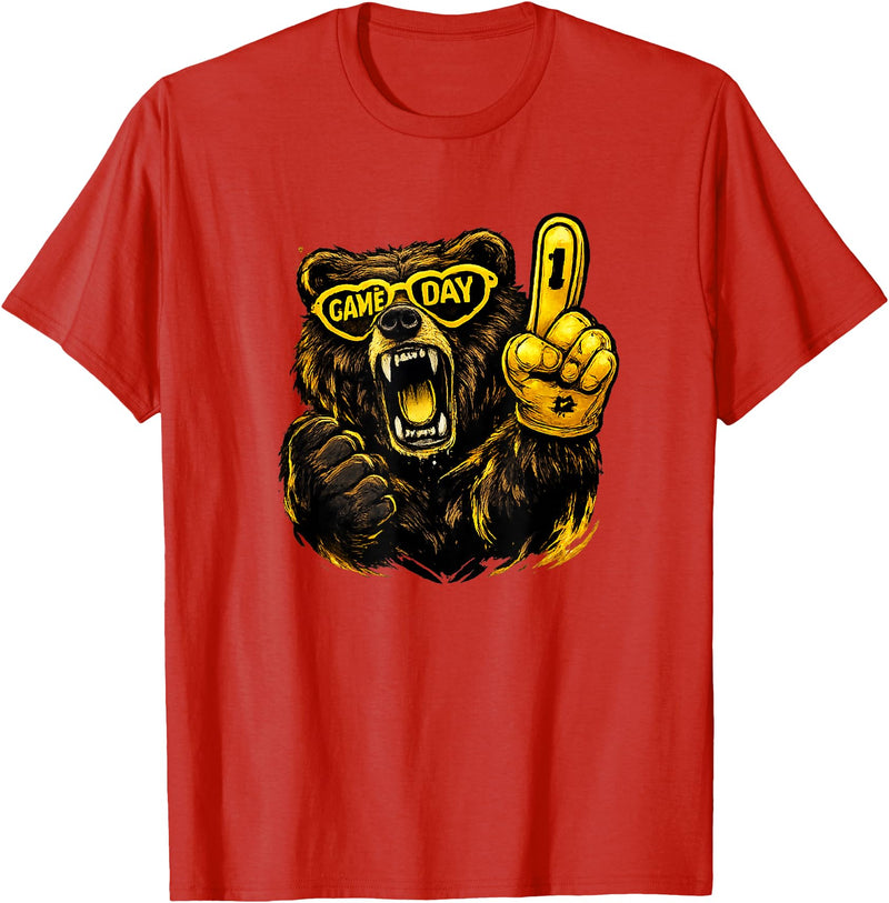 Cool Hockey Lion Game Day Sports Gift Funny Hockey Bear Game Day Vintage Shirt for Fans T-Shirt - Red