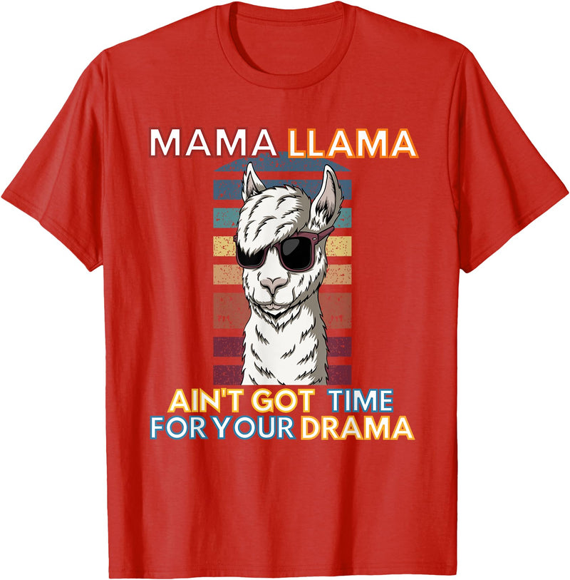 Mama Llama Designs Mama Llama Mom Funny Saying Cute Design For Men Women Kids T-Shirt - Red