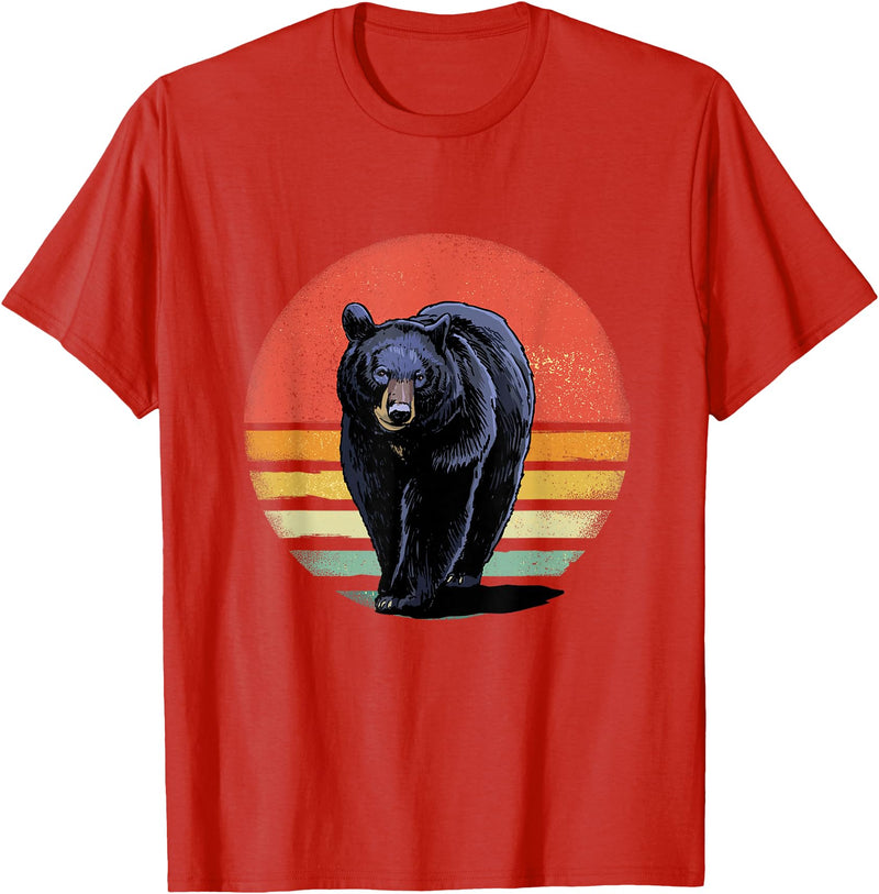 Wowsome! Retro Vintage Black Bear T-Shirt - Red