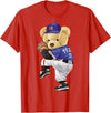 BERSLL Cute Teddy Bear Baseball Jug Sweatshirt T-Shirt - Red