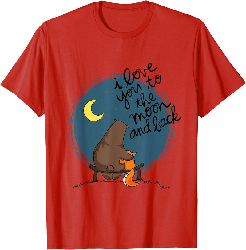 Little Squirrel Designs Cute I Love You To The Moon And Back Bear & Squirrel T Shirt T-Shirt - Red