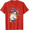 Rodent 4th Of July Costume Guinea Pig Sunglasses US Flag Bow Tie Fireworks 4th July T-Shirt - Red