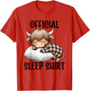Animal Sleepwear & Night Pajamas Kids Women Men Highland Cow, Nightgown Official Sleepshirt Nightshirt Sleep T-Shirt - Red