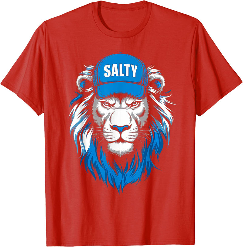 I Liked The Lions Before It Was Cool Tees Blue Lions Salty Wearing Hat Salty Cool Lions Strong Lions T-Shirt - Red