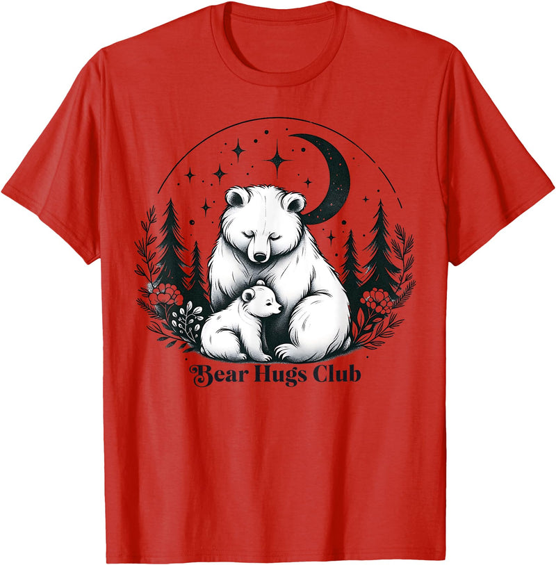Polar Bear Lover Tees NYC Polar Bear Hugs Mama Baby Mothers Day Mom Daughter Son T-Shirt - Red