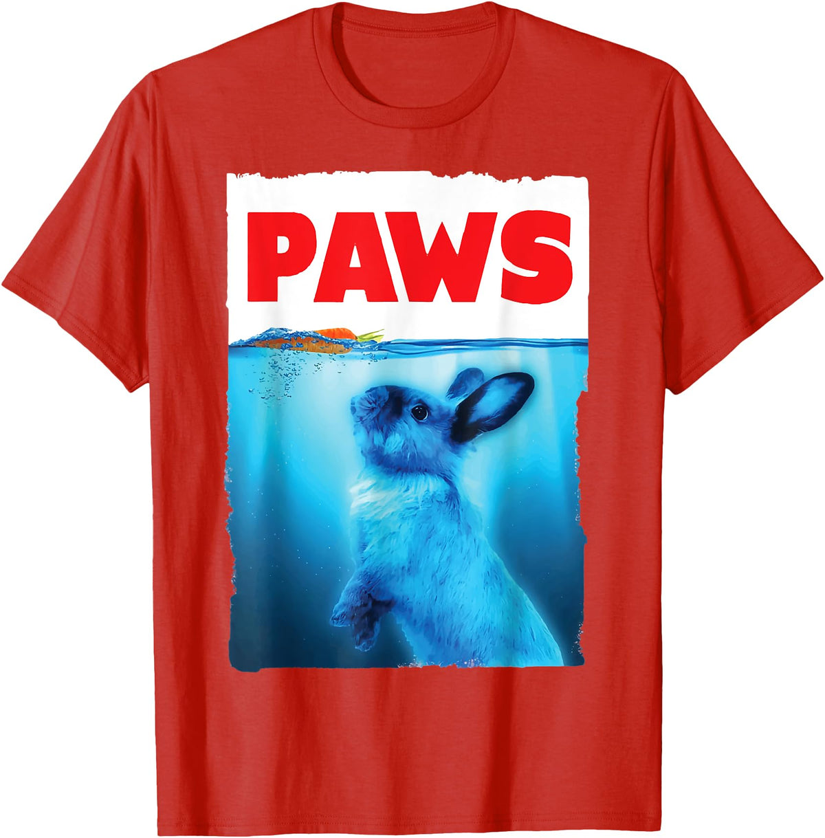 Paws Rabbit Bunny and Carrot Top, Cute Funny Rabbit Lover T-Shirt in Red