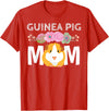 Cute Cavy Mama Breeder Fancier Piggie Accessories Guinea Pig Mom Stuff Floral Cavy Lover T-Shirt - Red