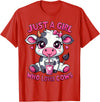 Cute Cow Lover Cow Just A Girl Who Loves Cows T-Shirt - Red