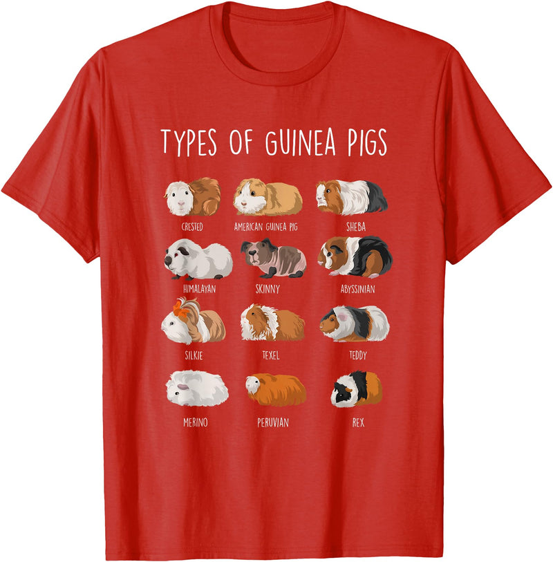 Funny Guinea Pig Sayings Design Shop Guinea Pig Types Of Guinea Pigs T-Shirt - Red