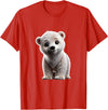 Just Sweet Designs Cute Polar Bear Cub | Polar Bear Lovers T-Shirt - Red