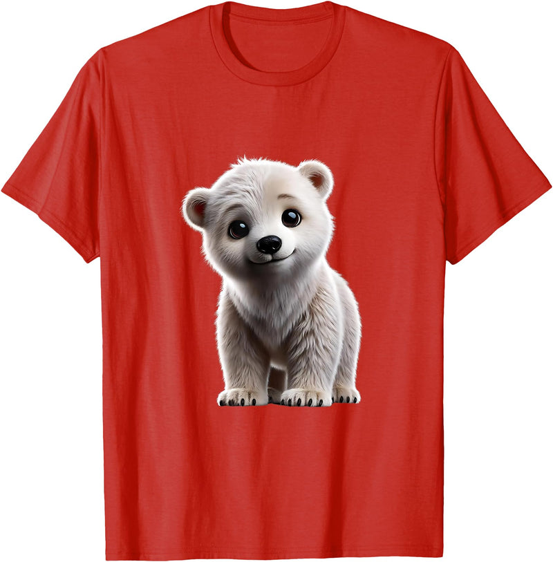 Just Sweet Designs Cute Polar Bear Cub | Polar Bear Lovers T-Shirt - Red