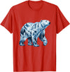 Arctic Polar Bear Mountain Waterfall Nature Arctic Polar Bear Forest Waterfall Landscape T-Shirt - Red
