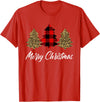 Merry Christmas Plaid Apparels Co. Merry Christmas, Leopard buffalo plaid Christmas tree Xmas T-Shirt - Red