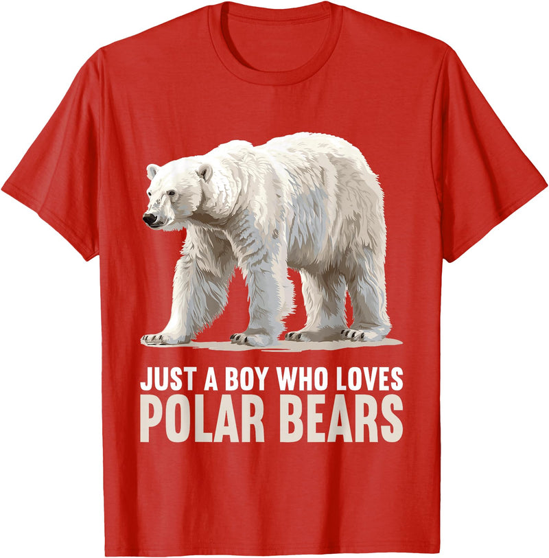 Polar Bears Polar Bear Lovers Shop Just a Boy who loves Polar Bears Polar Bear T-Shirt - Red